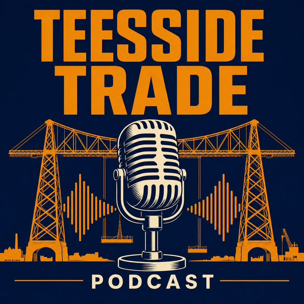 Teesside Trade Podcast cover art — Transporter Bridge and studio microphone